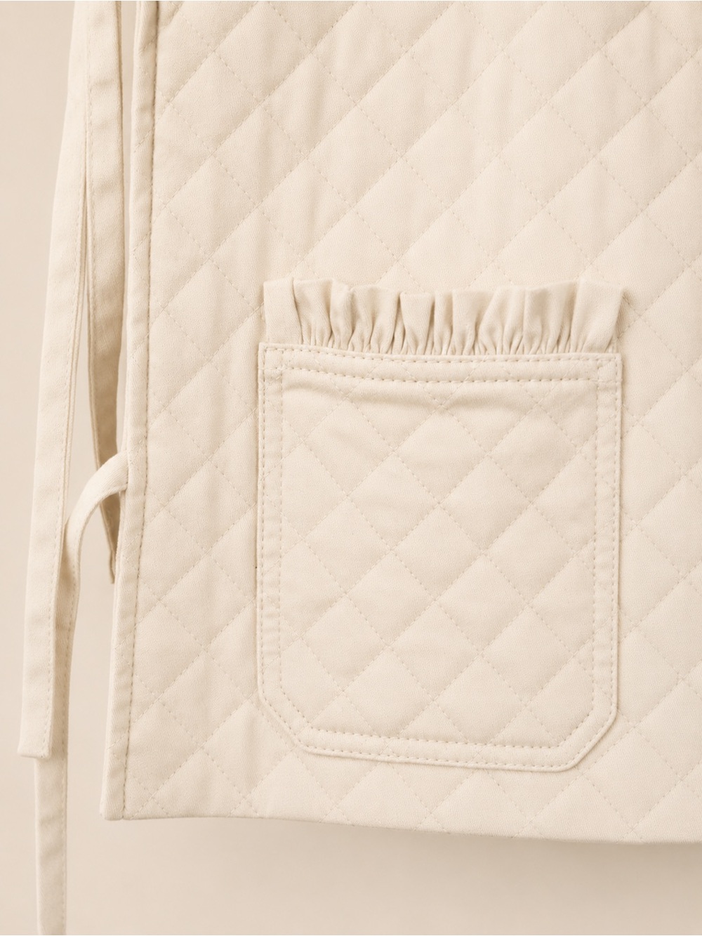 Avec Les Filles Cream Quilted Ruffle Tie Front Jacket M NWOT - Picture 4 of 5